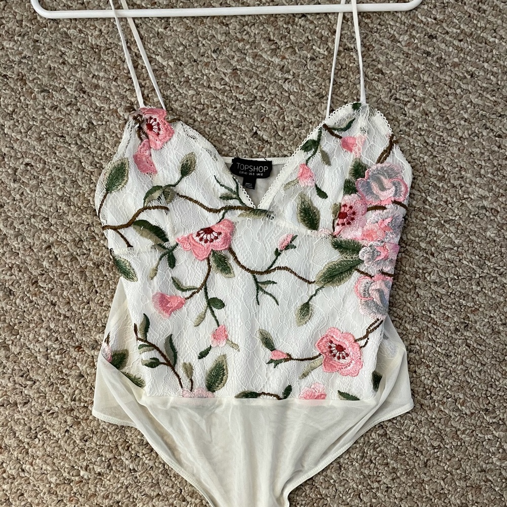 Top shop embroidered lace bodysuit